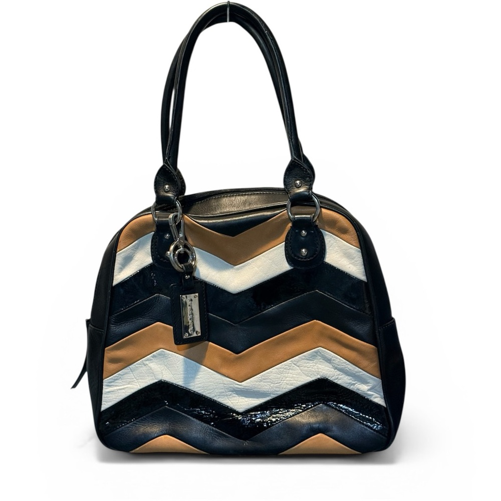 Pursuits Genuine Leather Chevron Retro Purse
